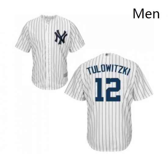 Mens New York Yankees 12 Troy Tulowitzki Replica White Home Baseball Jersey